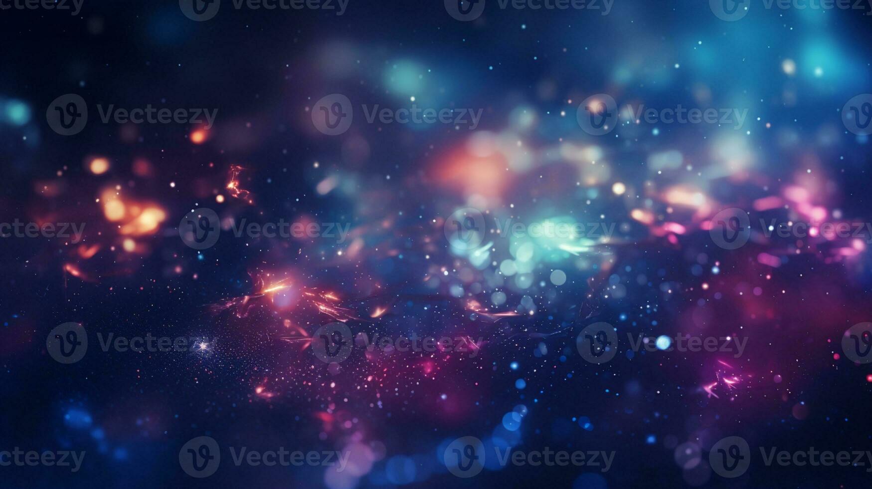 Abstract colorful glittering effect defocused design on dark background, shiny elegance fantasy bright color contrast with black concept, AI Generative photo