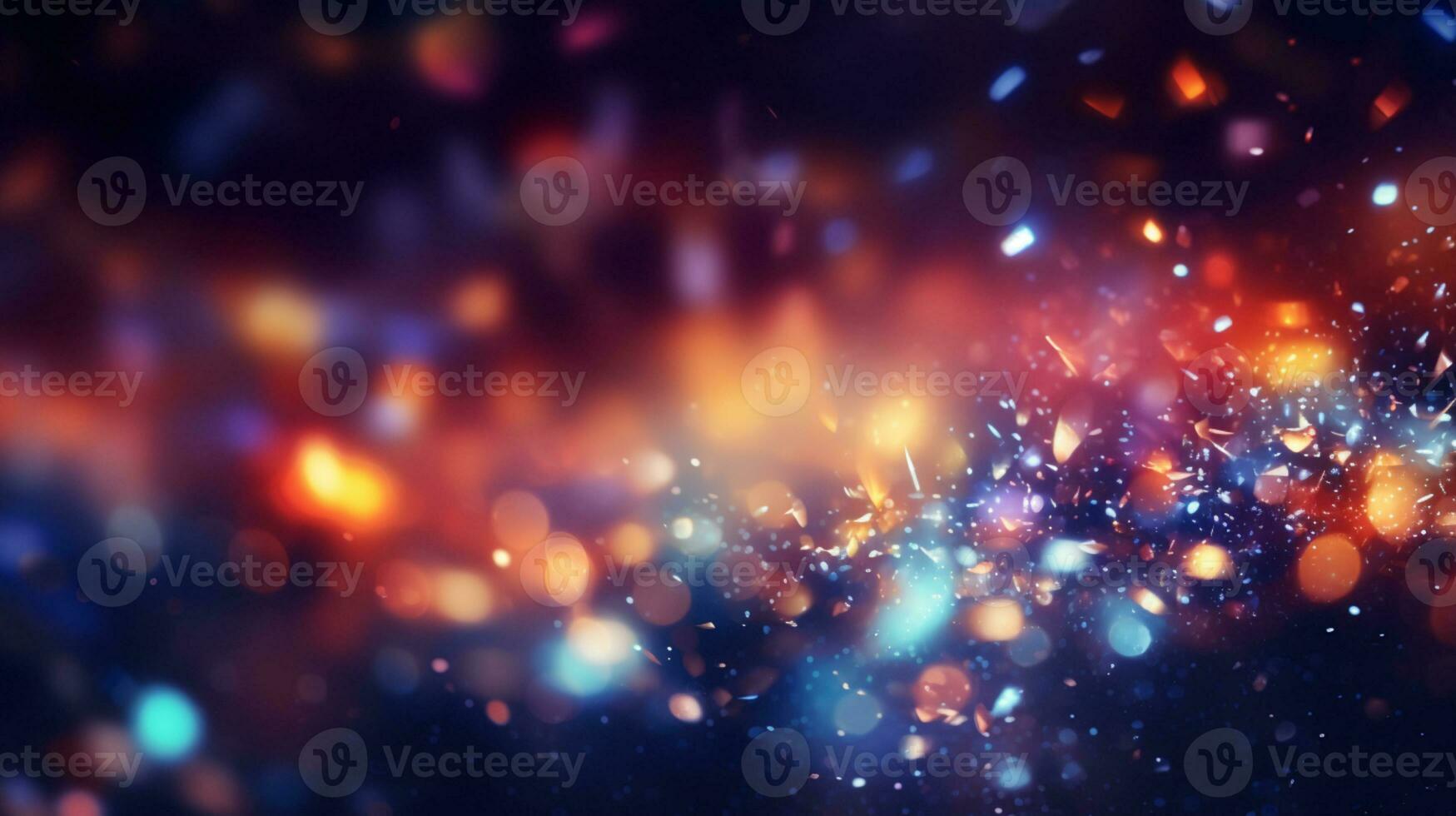 Abstract colorful glittering effect defocused design on dark background, shiny elegance fantasy bright color contrast with black concept, AI Generative photo