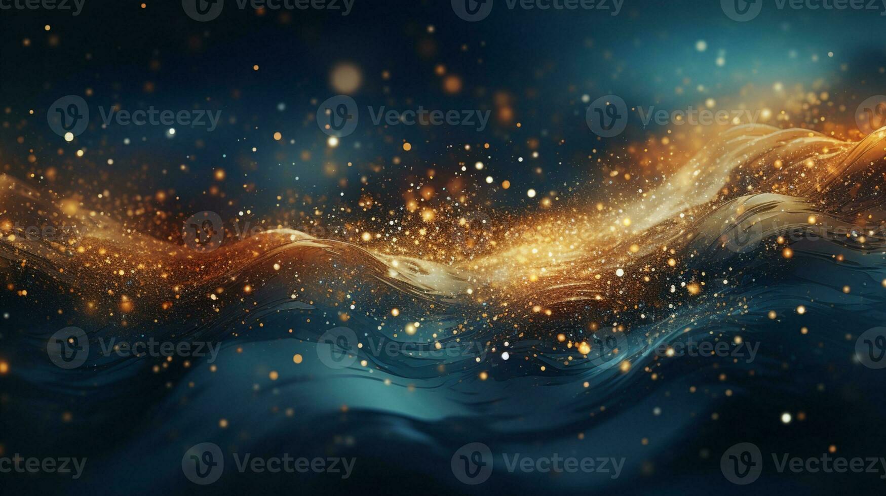 Abstract colorful glittering effect defocused design on dark background, shiny elegance fantasy bright color contrast with black concept, AI Generative photo