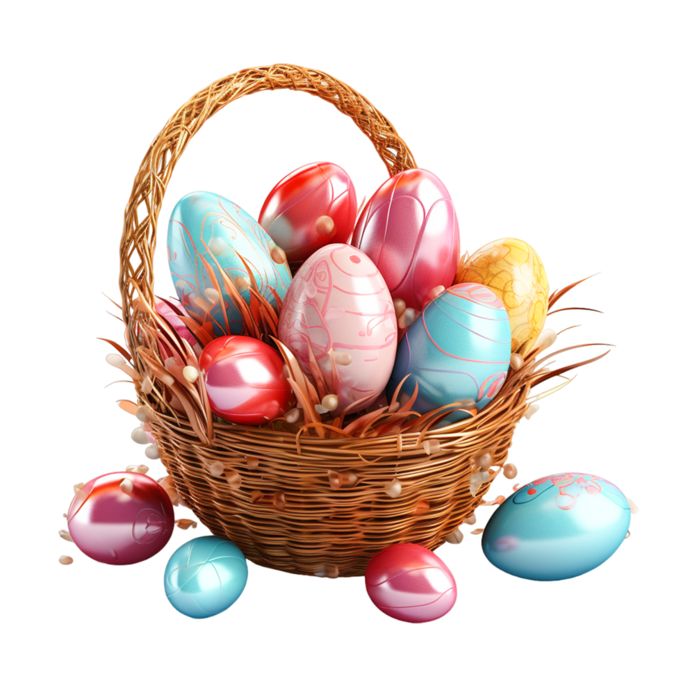 Easter Egg Love Basket As A Spring Season ai generative png