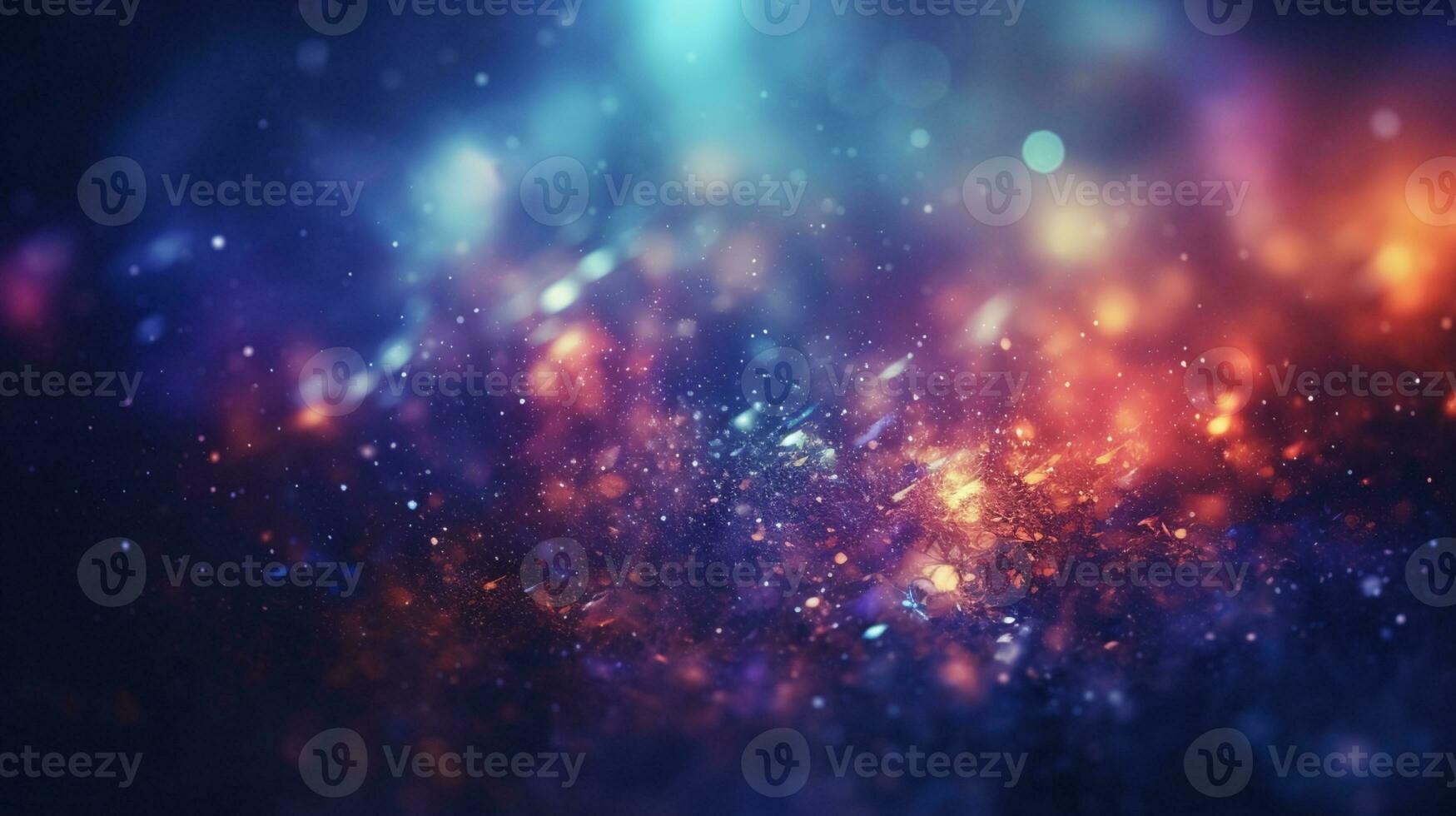 Abstract colorful glittering effect defocused design on dark background, shiny elegance fantasy bright color contrast with black concept, AI Generative photo