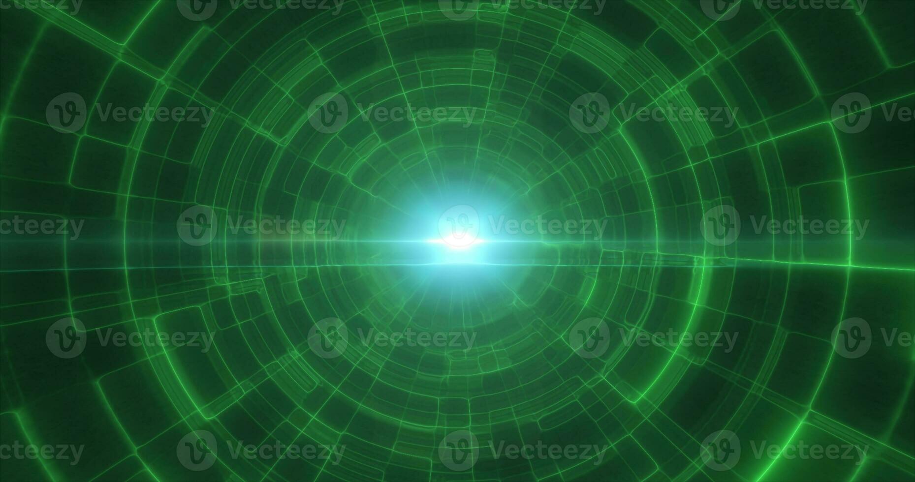 Green energy tunnel with glowing bright electric magic lines scientific futuristic hi-tech abstract background photo