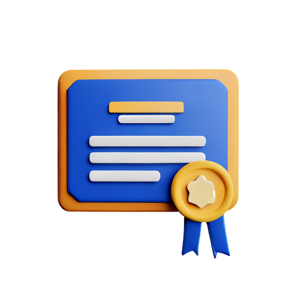 certificate 3d rendering icon illustration png