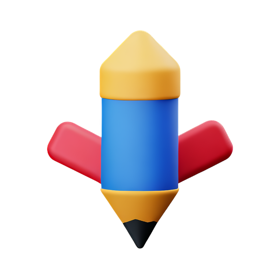 Illustration 3d de l'icône de l'éducation scolaire au crayon png