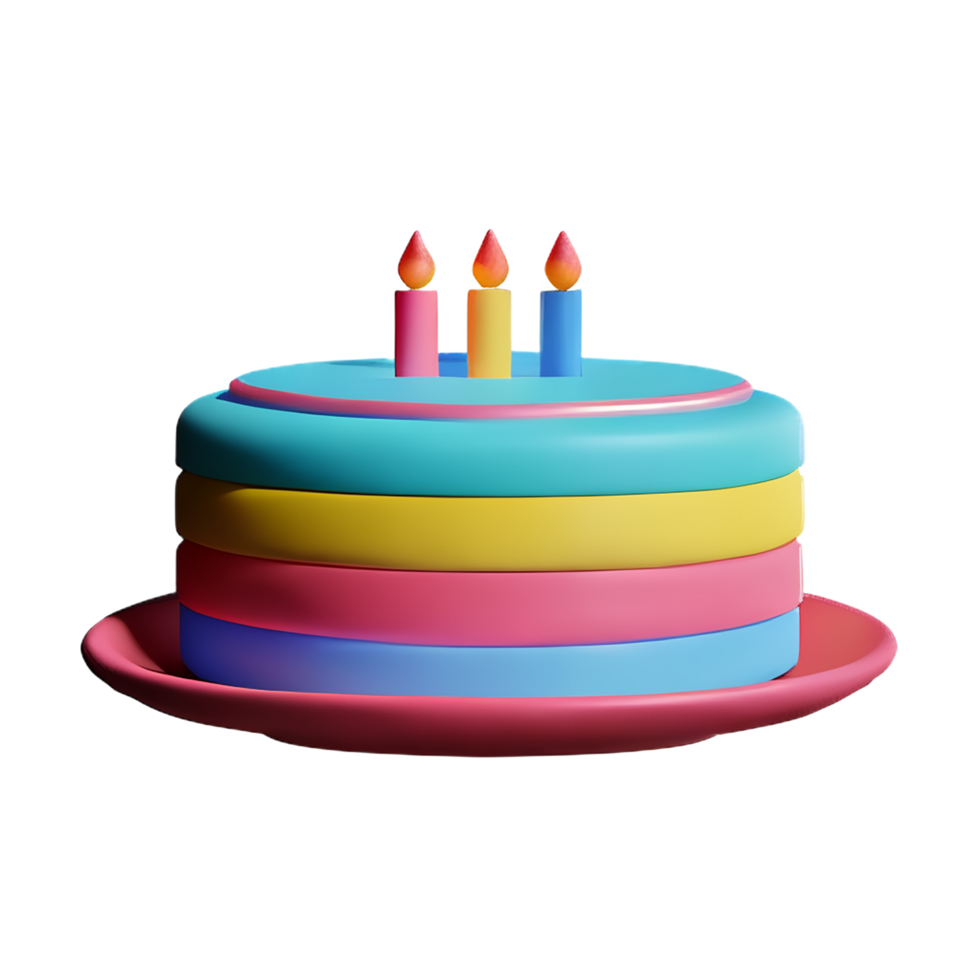 Birthday cake 3d rendering icon illustration png