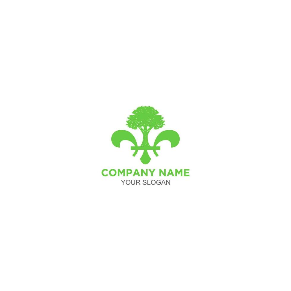 Fleur de lys tree service logo design vector