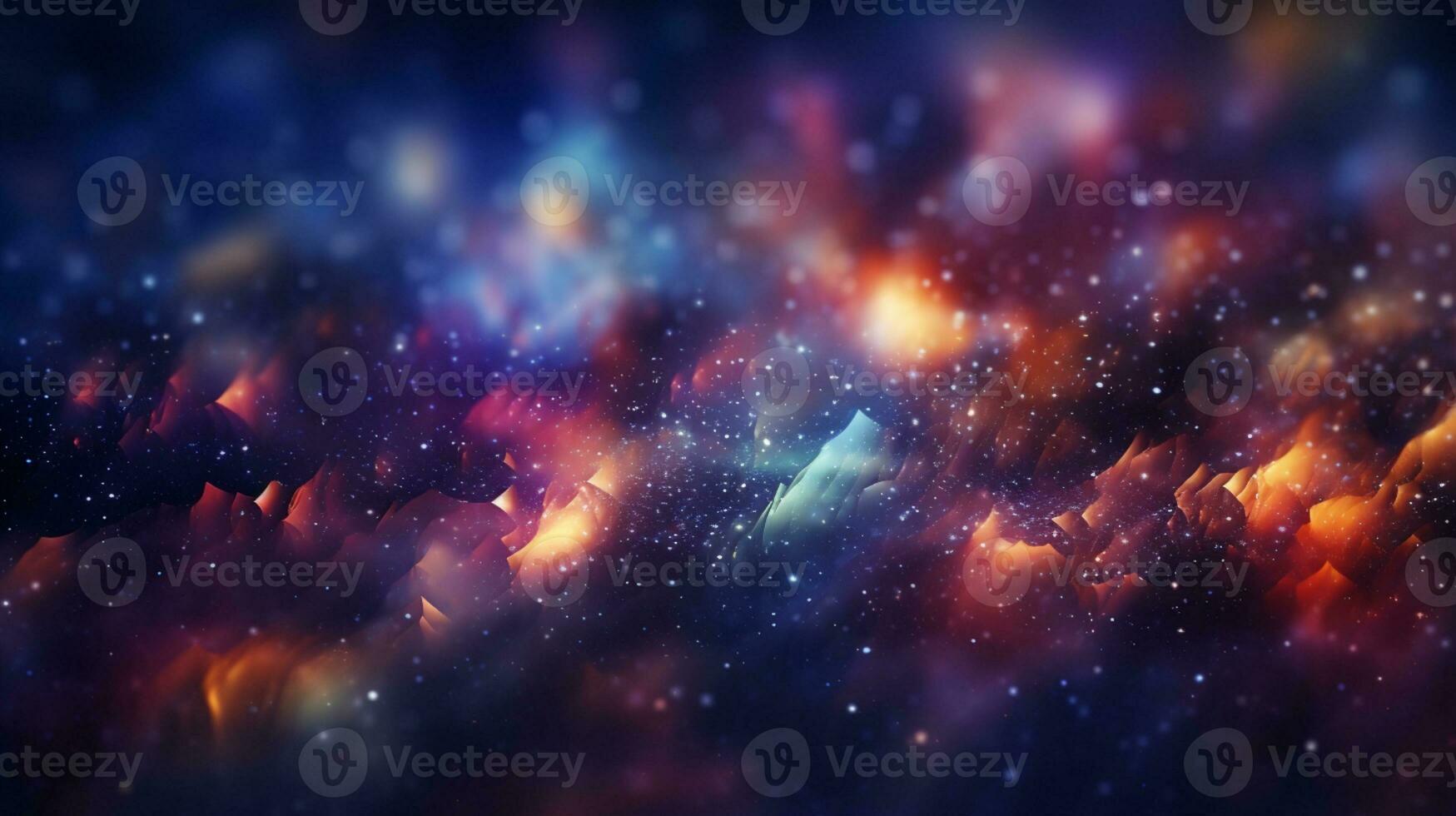 Abstract colorful glittering effect defocused design on dark background, shiny elegance fantasy bright color contrast with black concept, AI Generative photo