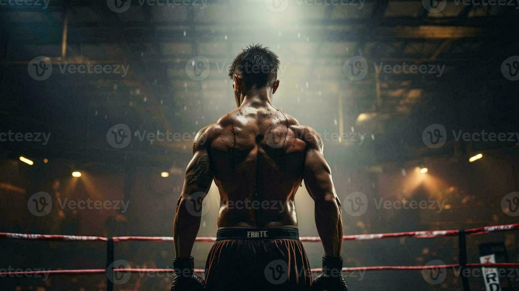 fuerte atlético masculino combatiente ver desde el espalda foto