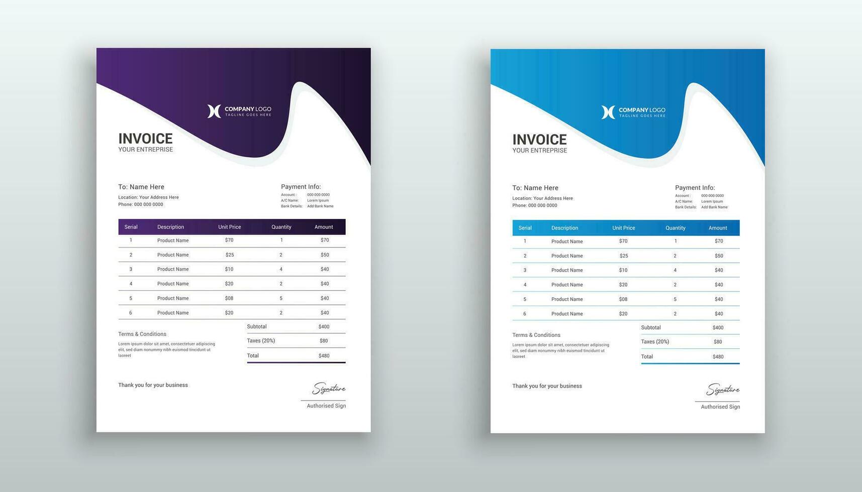 Creative modern invoice or quotation template for your business vector