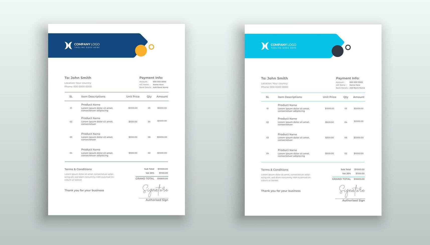 Creative modern invoice or quotation template for your business vector