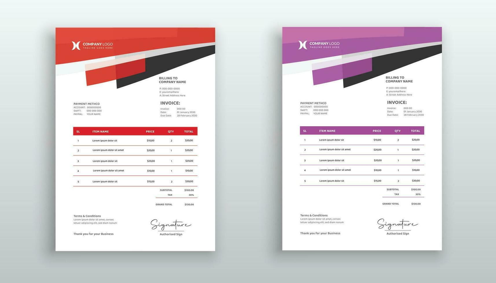 Creative modern invoice or quotation template for your business vector