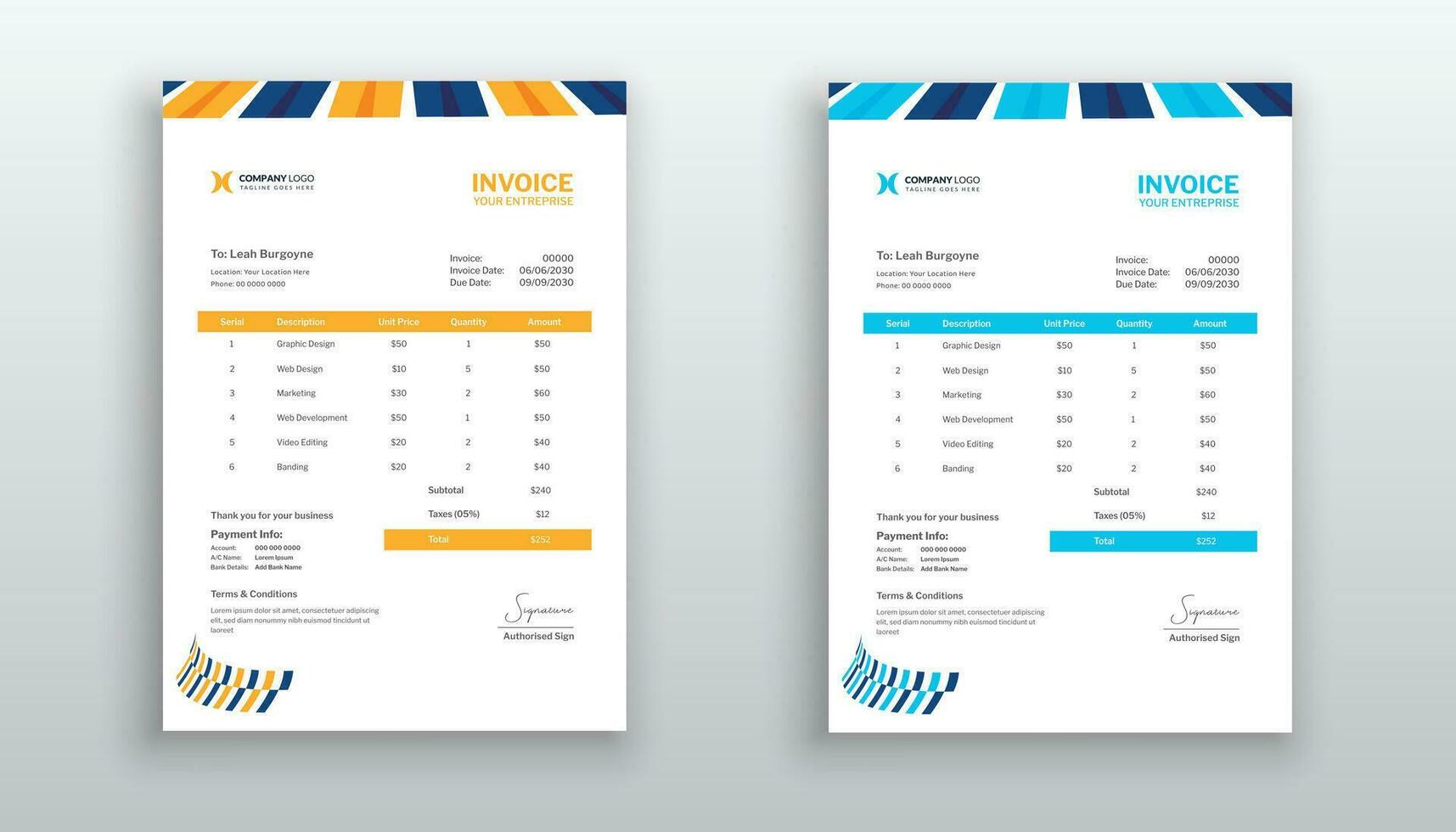 Creative modern invoice or quotation template for your business vector