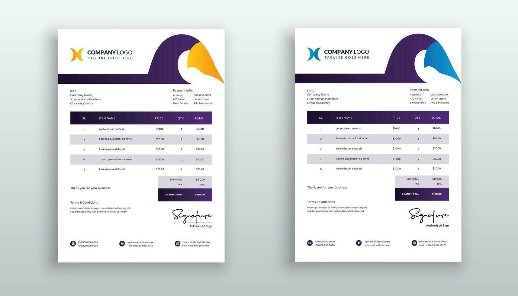 Creative modern invoice or quotation template for your business vector