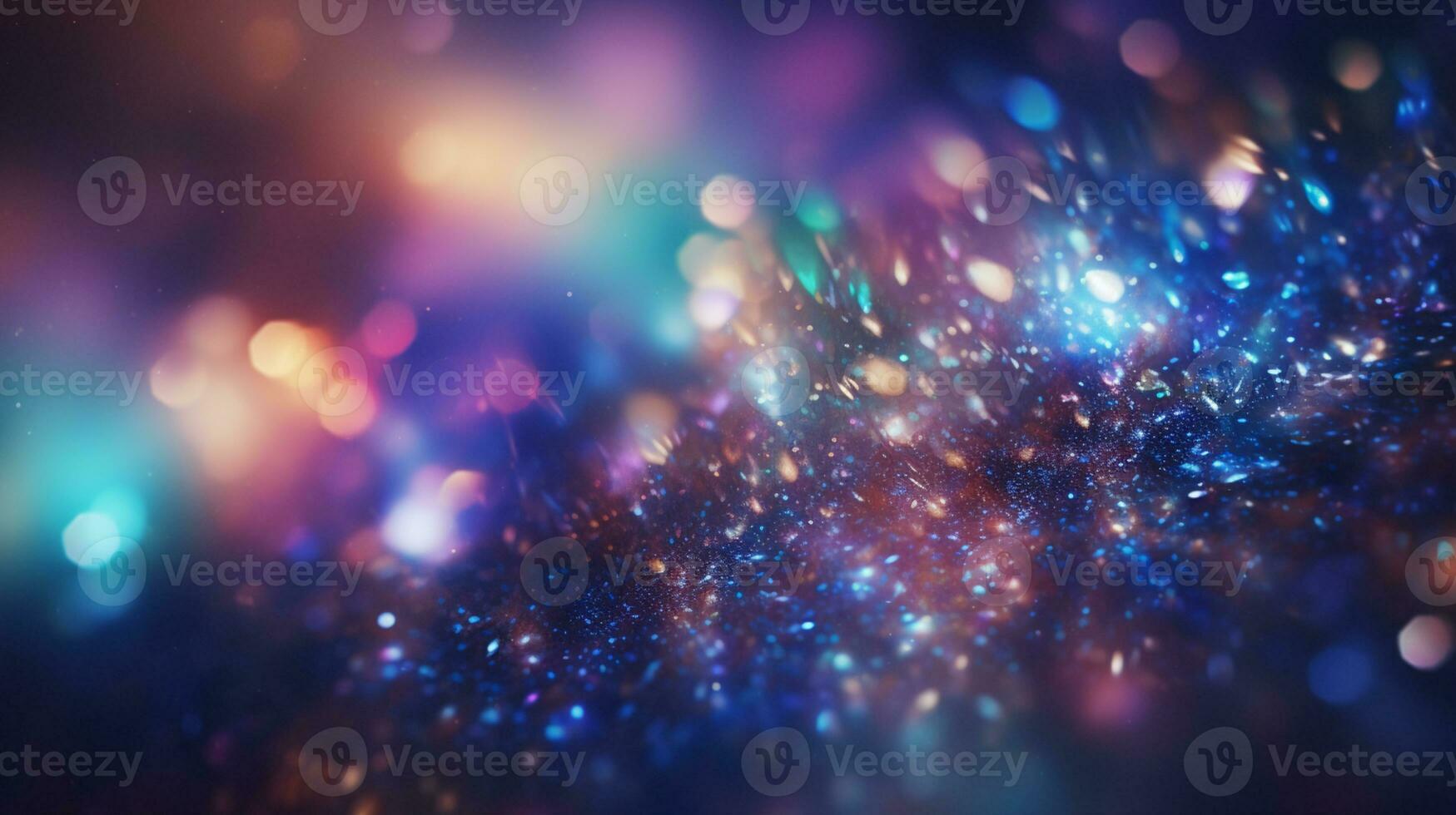 Abstract colorful glittering effect defocused design on dark background, shiny elegance fantasy bright color contrast with black concept, AI Generative photo