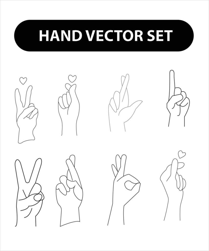 Woman's hand icon collection line. Vector Illustration of female hands.