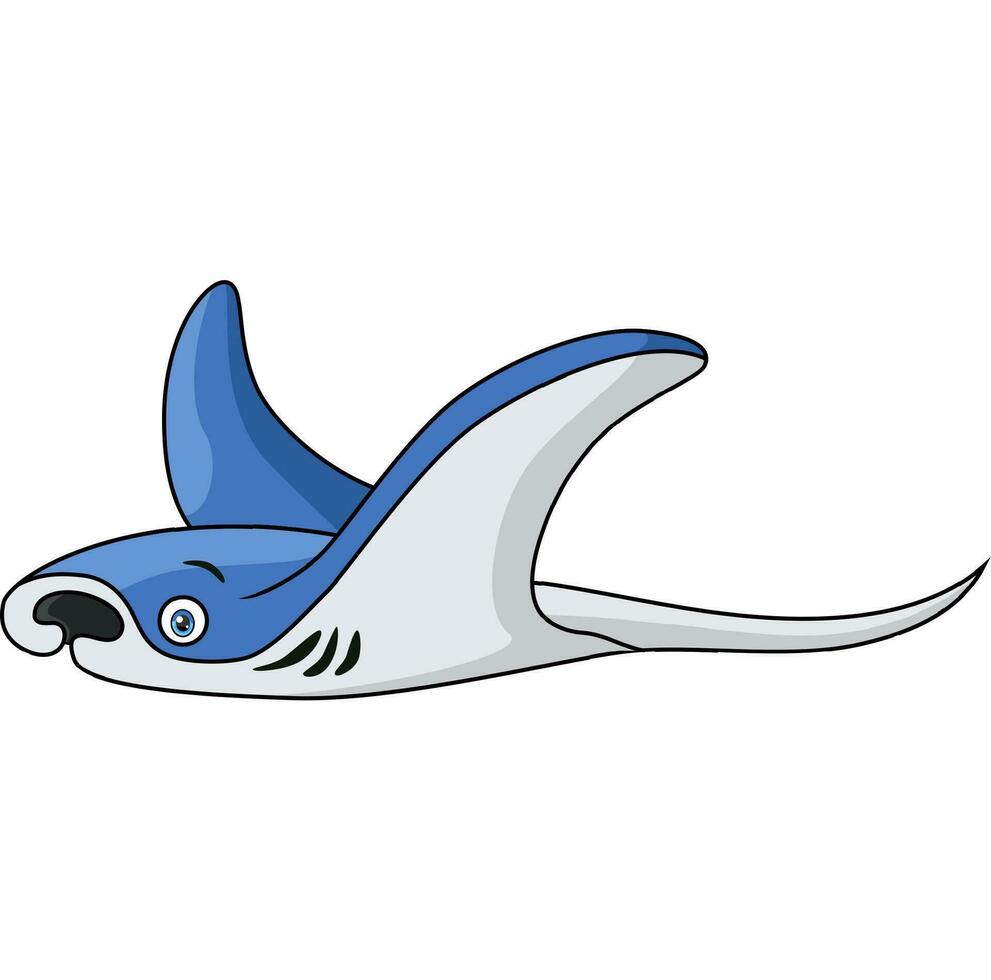 Cute stingray cartoon on white background vector