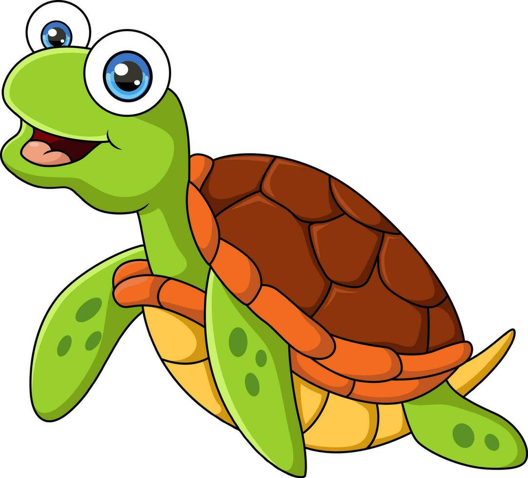 Cute sea turtle cartoon on white background vector