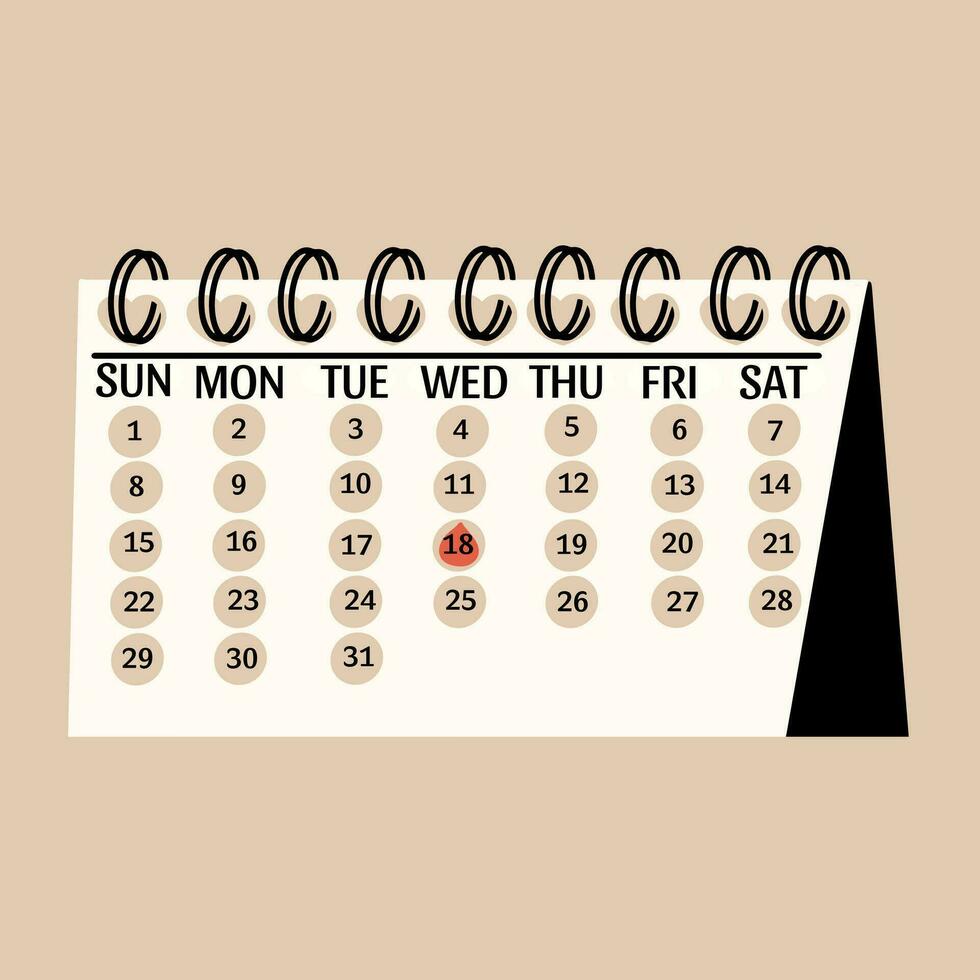 Calendar for planning ovulation, pregnancy, the onset of menstruation. Vector illustration in hand drawn style.