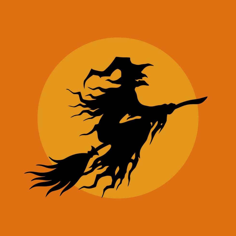 vector witch character collection with silhouette style