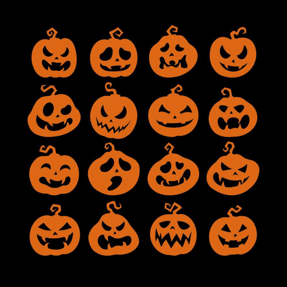 Flat halloween pumpkins collection vector