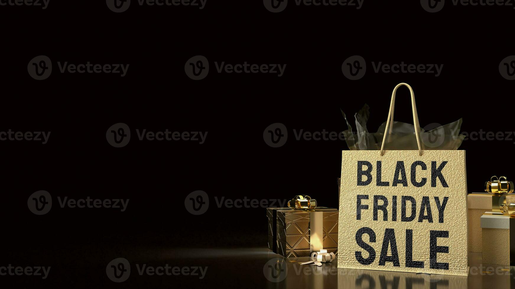 The Shopping Bag and gift box for Black Friday concept 3d rendering photo