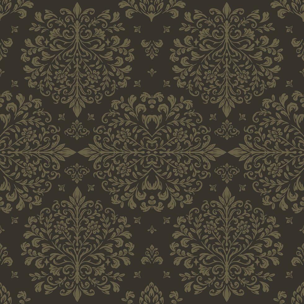 Vintage  floral seamless brown pattern with art ornament. Vintage elements for design in Victorian style. Ornamental lace tracery background. Ornate floral decor for wallpaper. Endless baroque texture vector