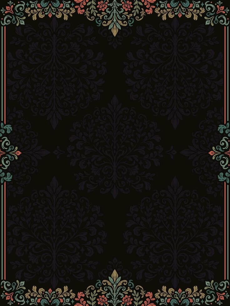 abstract floral luxury ornamental pattern with luxury damask flower ornament texture on black. vector