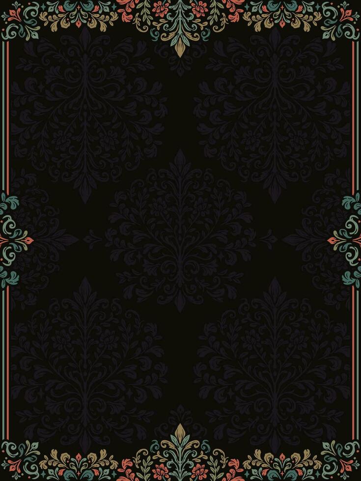 abstract floral luxury ornamental pattern with luxury damask flower ornament texture on black. vector
