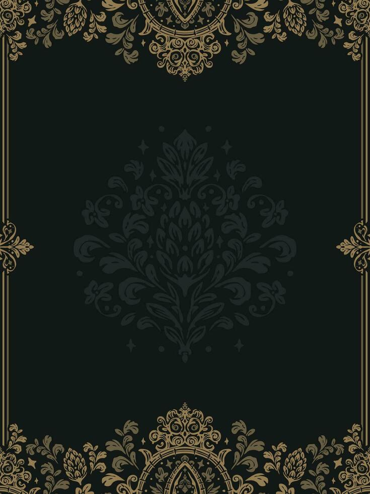 Flourishes calligraphic vintage ornamental background. Ornate page with swirls and vignettes elements. Frame design template. luxury invitation vector