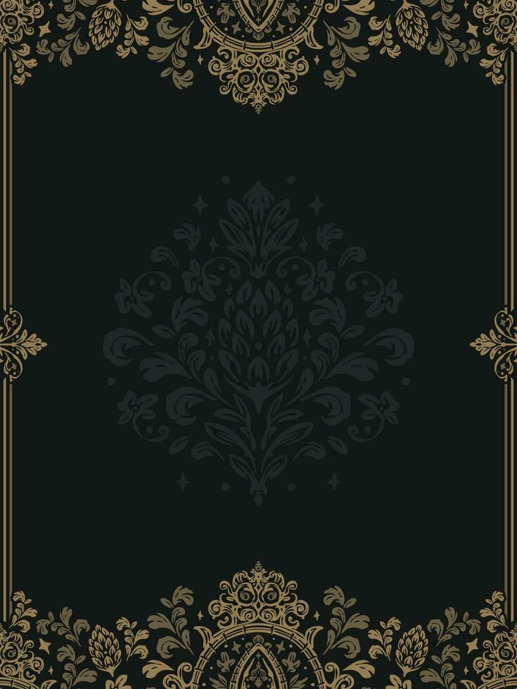 Flourishes calligraphic vintage ornamental background. Ornate page with swirls and vignettes elements. Frame design template. luxury invitation vector