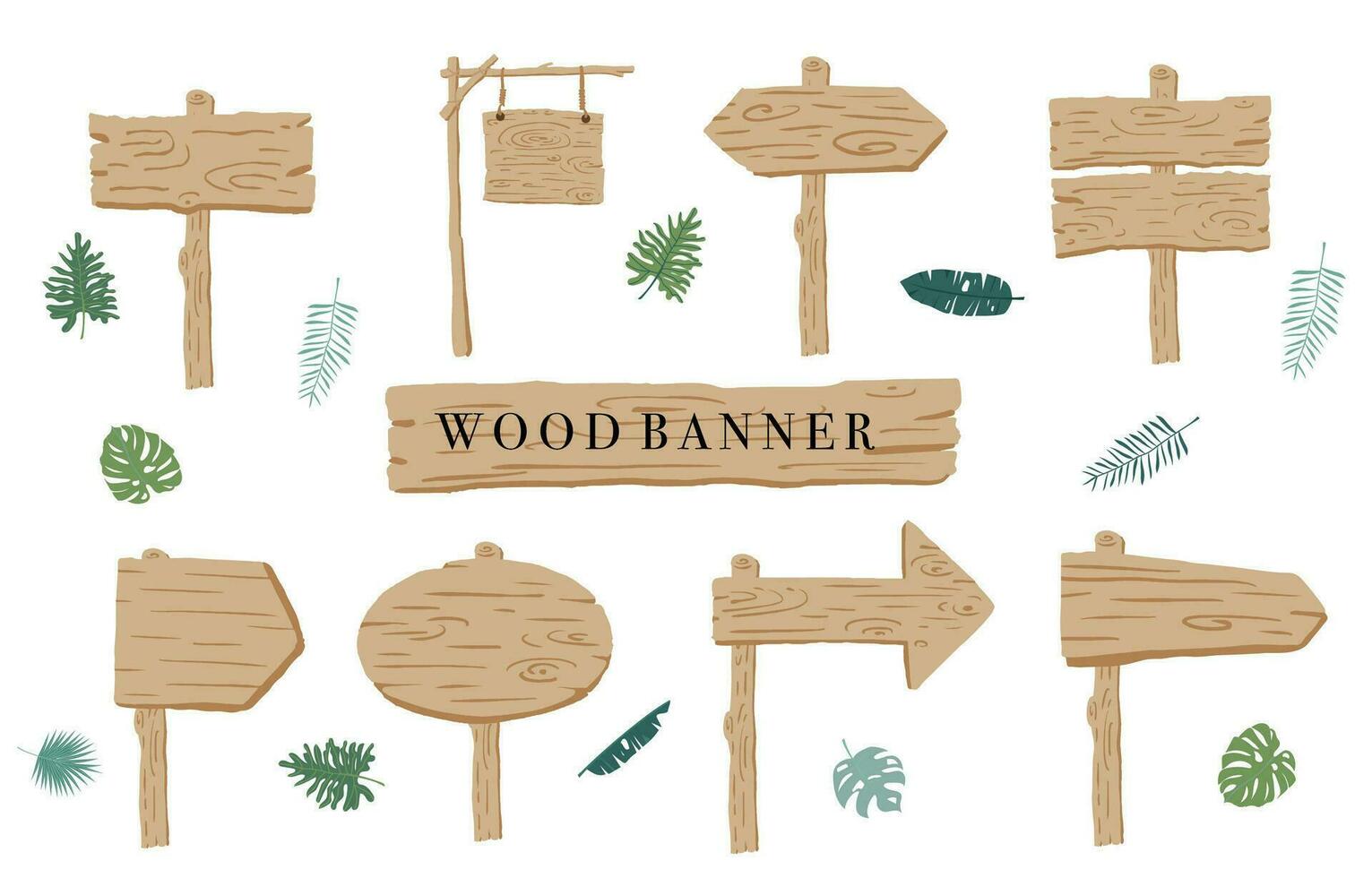 Wood banner collection of safari.Editable vector illustration for birthday invitation,postcard and sticker