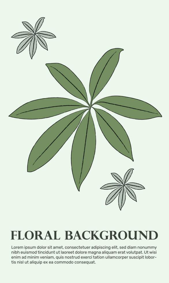 Abstract botanical art background vector. Watercolor hand drawn leaf branches, flower, green foliage, Design illustration for wallpaper, banner, print, poster, cover, greeting and invitation card. vector
