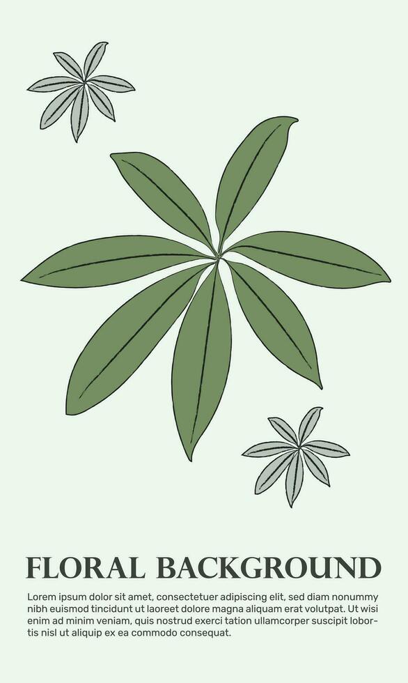 resumen botánico Arte antecedentes vector. acuarela mano dibujado hoja sucursales, flor, verde follaje, diseño ilustración para fondo de pantalla, bandera, imprimir, póster, cubrir, saludo y invitación tarjeta. vector