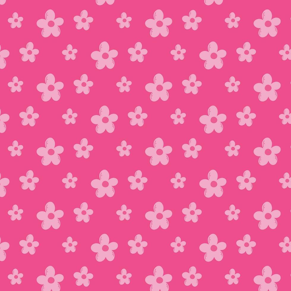 Vector seamless pattern with flowers and barbicore print. Pink pattern with a flower.