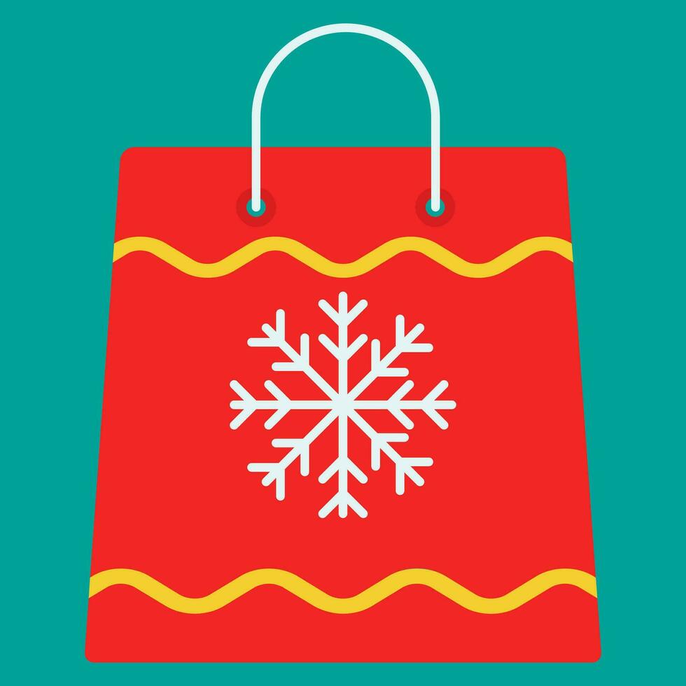 Flat christmas icon. Vector background white and red. Happy new year holiday and Merry Christmas. Gift and gift package with Snowflake sign. Vector illustration shop or shopping.