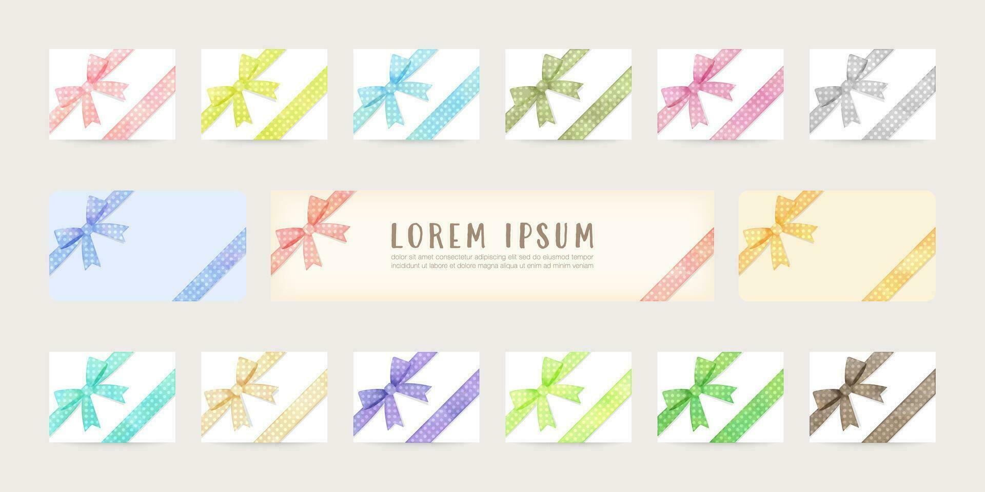 watercolor ribbon decoration, 15 colors set -dot pattern vector