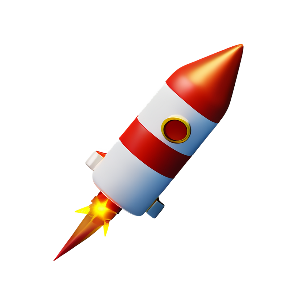christmas 3d rocket with fireworks illustration png