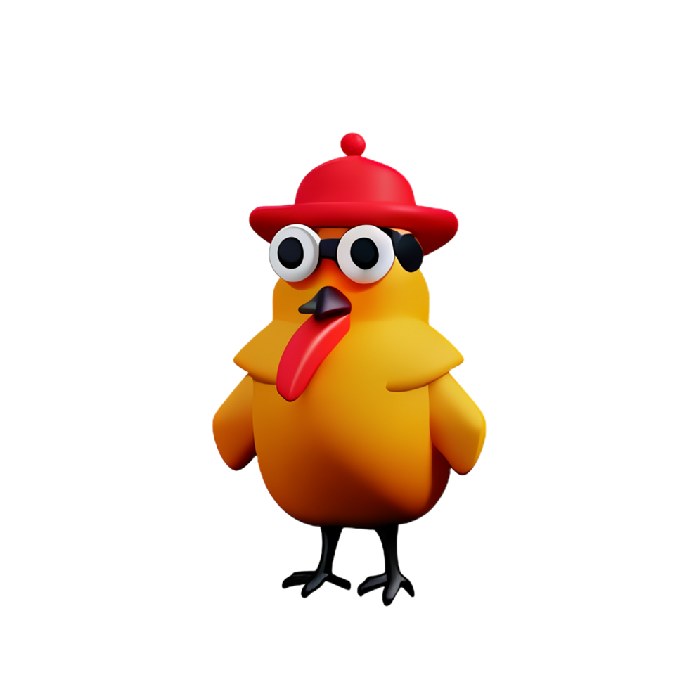 chicken 3d rendering icon illustration png