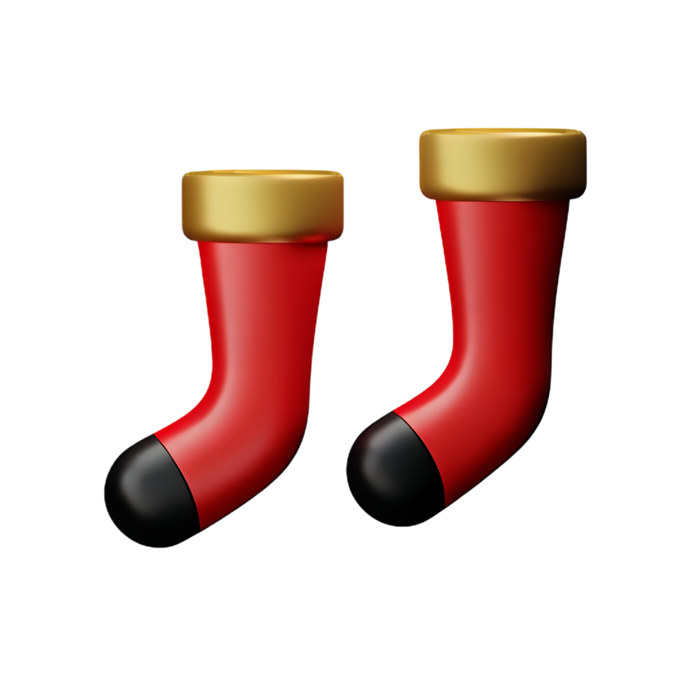christmas 3d red stockings with mistletoe illustration png
