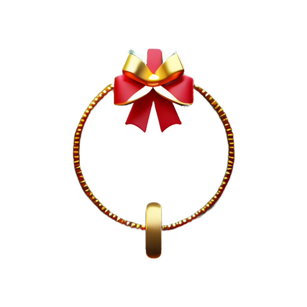 christmas 3d wreath with golden ring bell illustration png