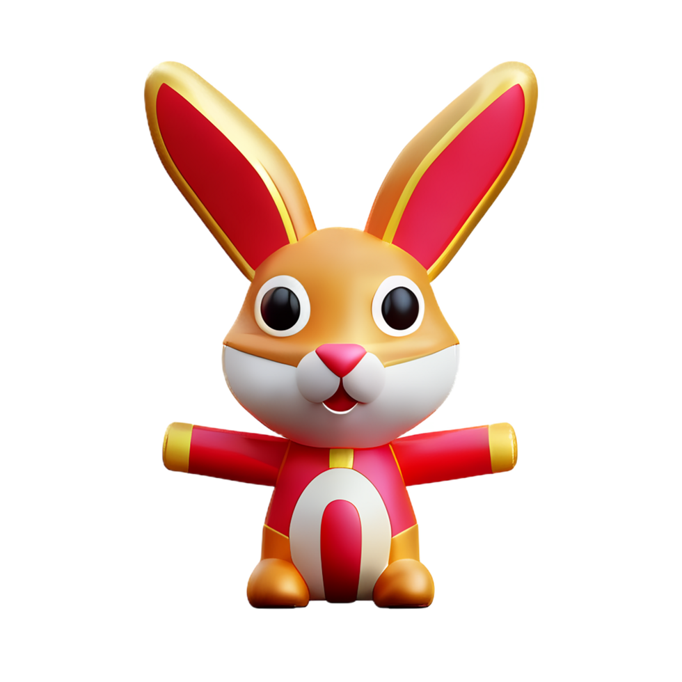 chinese new year icon cute rabbit character 3d render png