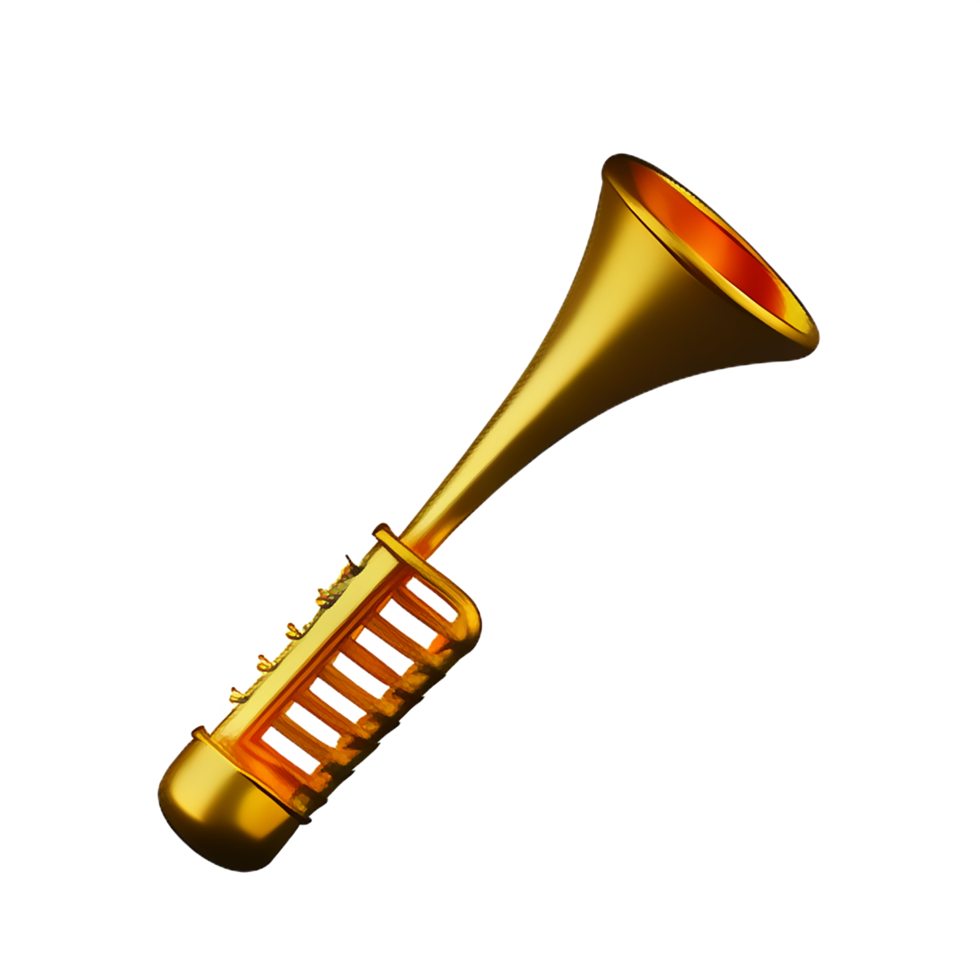 christmas 3d gold trumpet illustration png