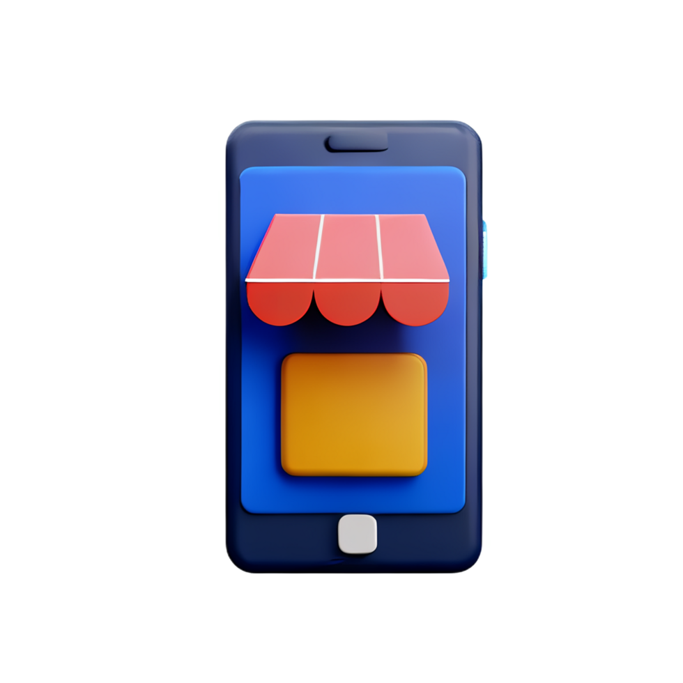 3d online shopping store with cute mobile icon ecommerce png