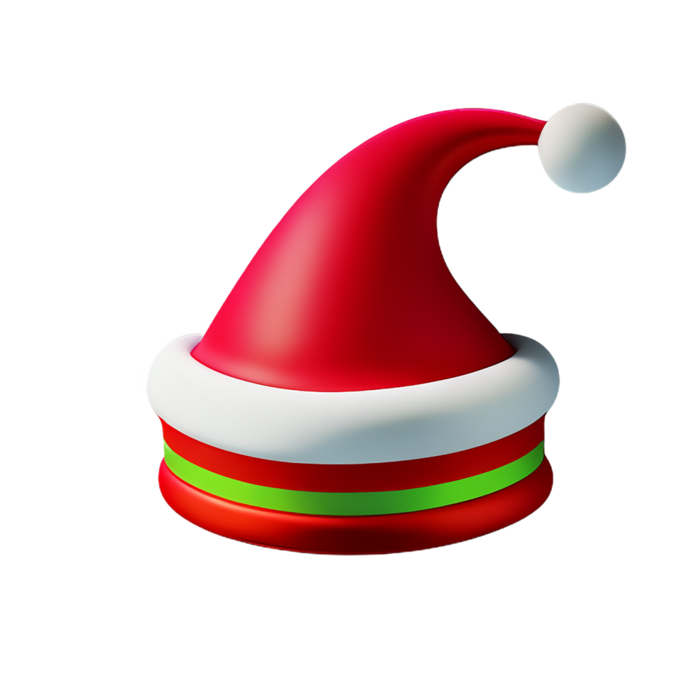 christmas 3d santa claus hat with realistic fur ilustration png