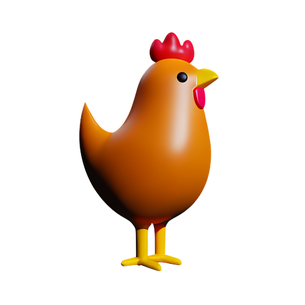 chicken 3d rendering icon illustration png