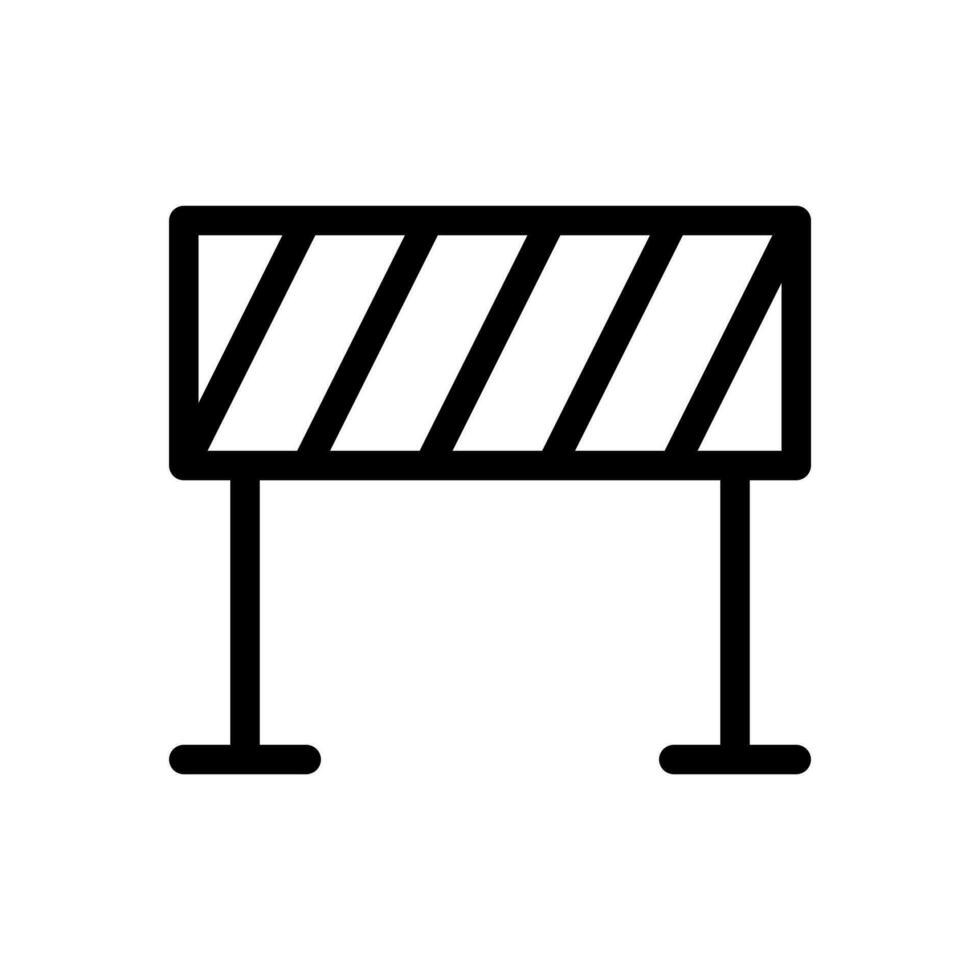 Road barrier, construction barricade, roadblock sign icon in line style design isolated on white background. Editable stroke. vector