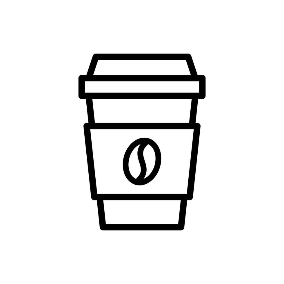 Disposable paper coffee cup, take away coffee cup icon in line style design isolated on white background. Editable stroke. vector