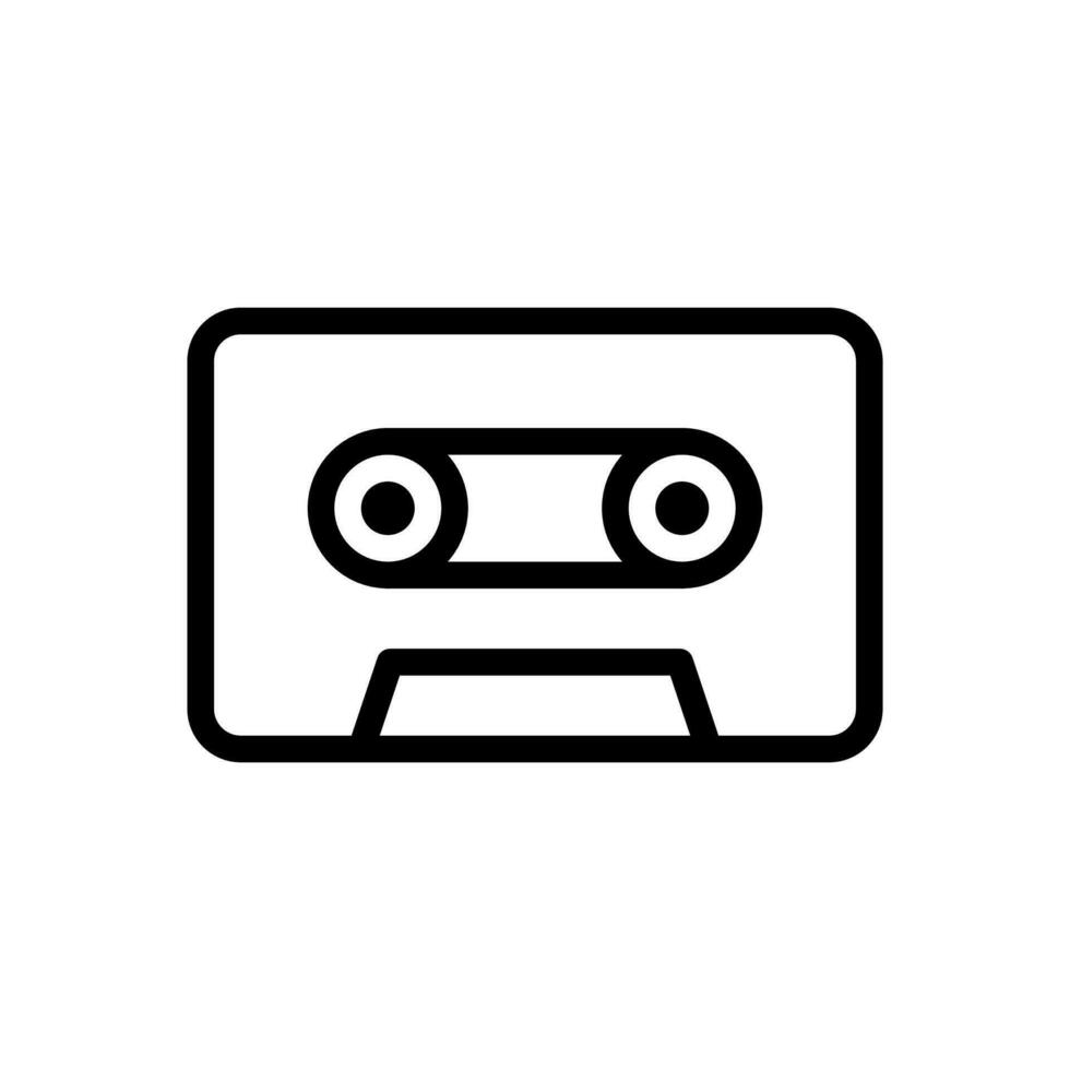 Audio cassette tape icon in line style design isolated on white background. Editable stroke. vector