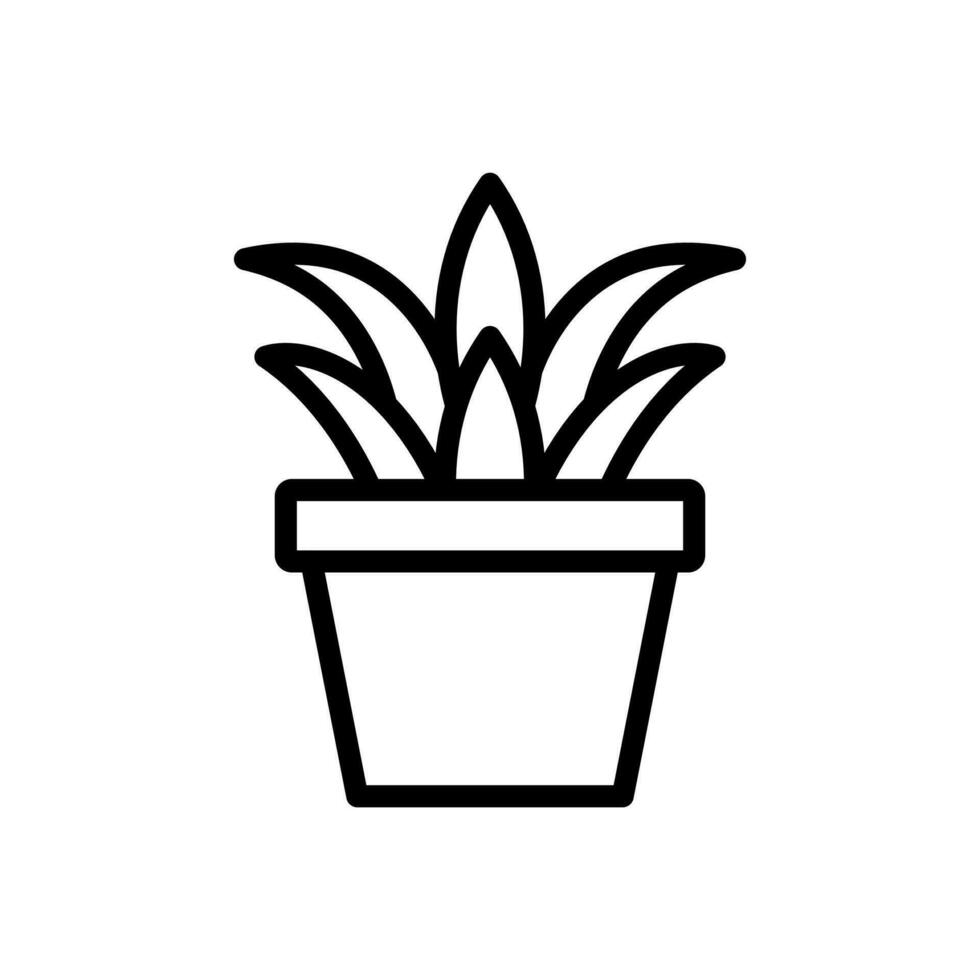 Succulent pot, aloe vera plant icon in line style design isolated on white background. Editable stroke. vector