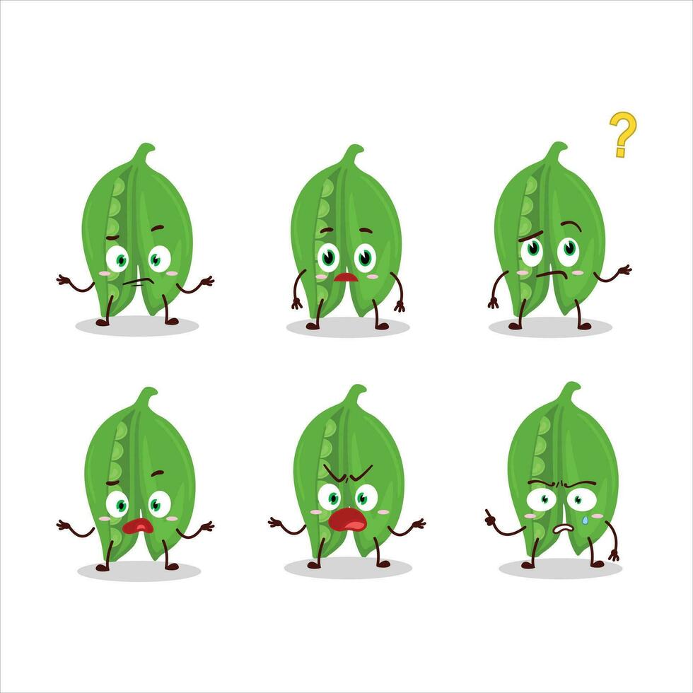 Cartoon character of peas with what expression vector